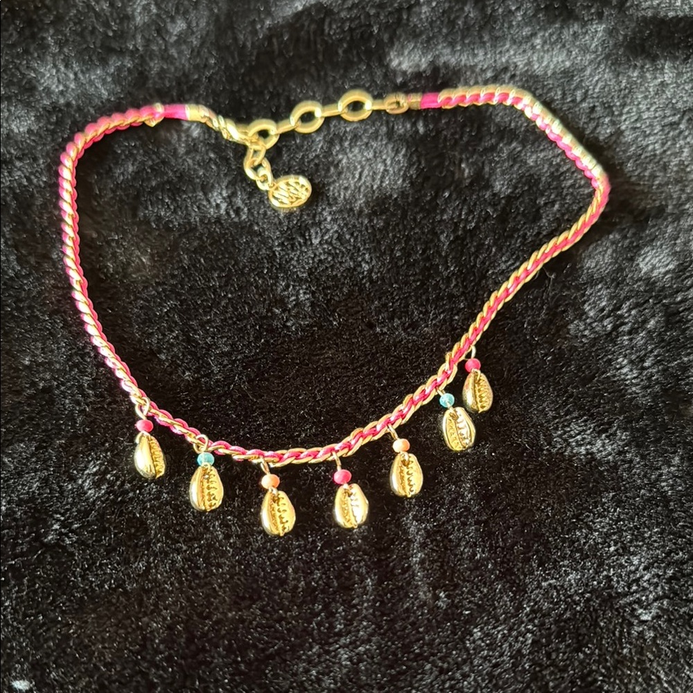 Lilly Pulitzer Gold and Pink Shell Charm Necklace